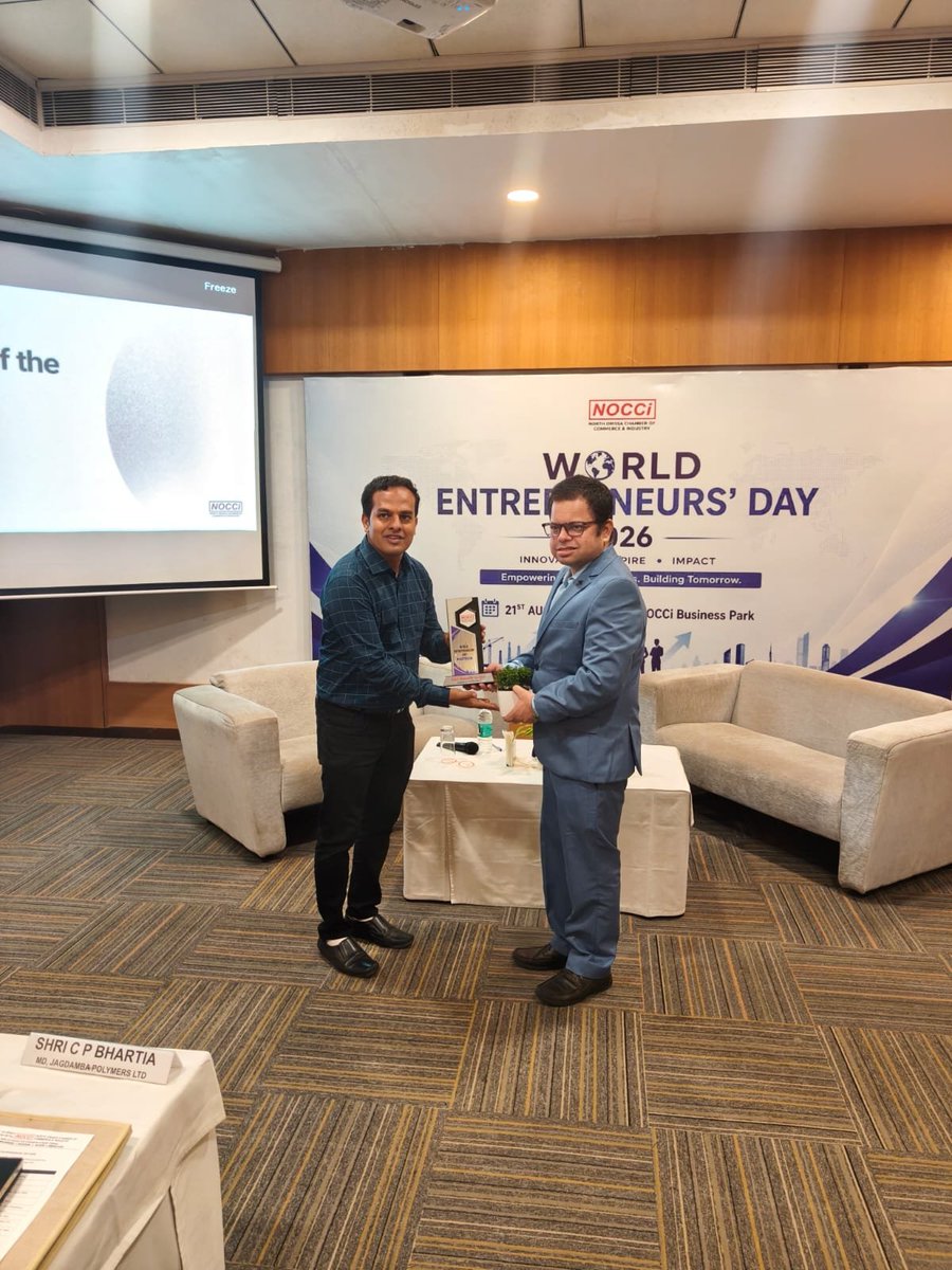 NOCCiBalasore's tweet photo. Entrepreneurs’ Day 2026 was celebrated with enthusiasm on 21st August at NOCCi Business Park, Balasore, celebrating entrepreneurship, innovation. Organized by NOCCi, the event brought together entrepreneurs and business leaders to celebrate the spirit of enterprise. https://t.co/DrUltko2KI