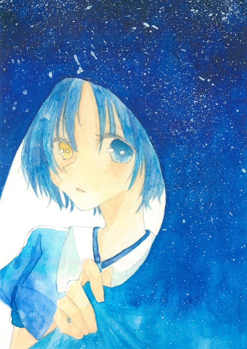 Rui_rui444's tweet photo. 夜に隠れる
 #透明水彩  #アナログイラスト https://t.co/bpcODFW2sR
