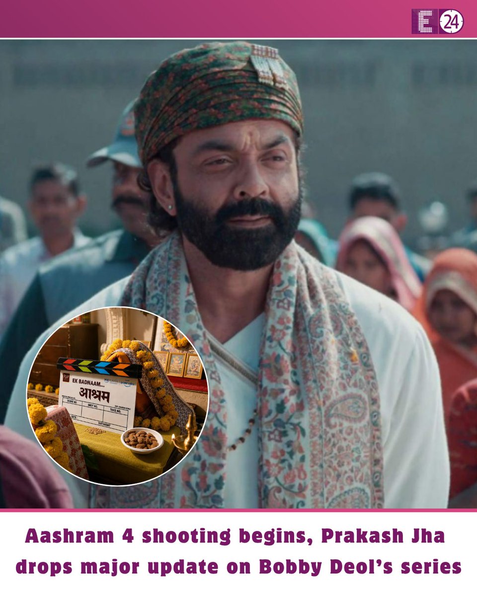 E24bollynews's tweet photo. The wait for Aashram Season 4 is getting more exciting! 

Prakash Jha Productions has announced the next chapter of the popular series starring Bobby Deol. 

Fans are now wondering if the shooting has already begun. Here’s everything we know about the latest update.

#Aashram4 #BobbyDeol #PrakashJha #Aashram #BobbyDeolFans #OTTNews #WebSeries #e24 

Aashram 4, Aashram Season 4, Bobby Deol Aashram 4, Prakash Jha