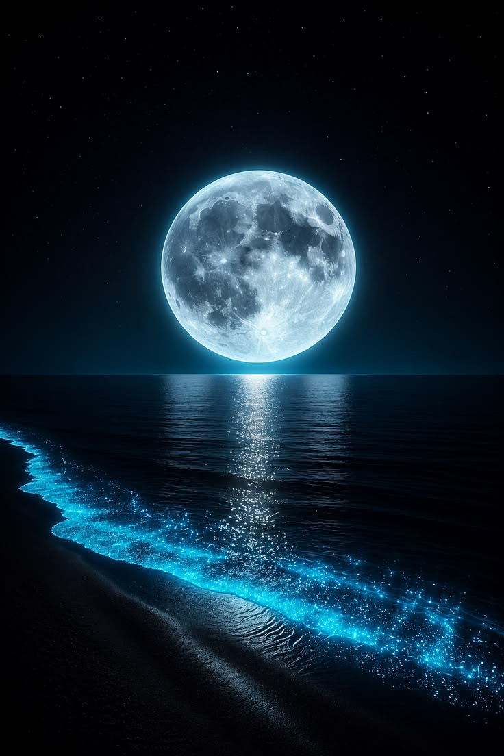 astropeak_11's tweet photo. Beautiful moonlit ocean scene 🌕🌊✨ https://t.co/JZtVL5aQpW