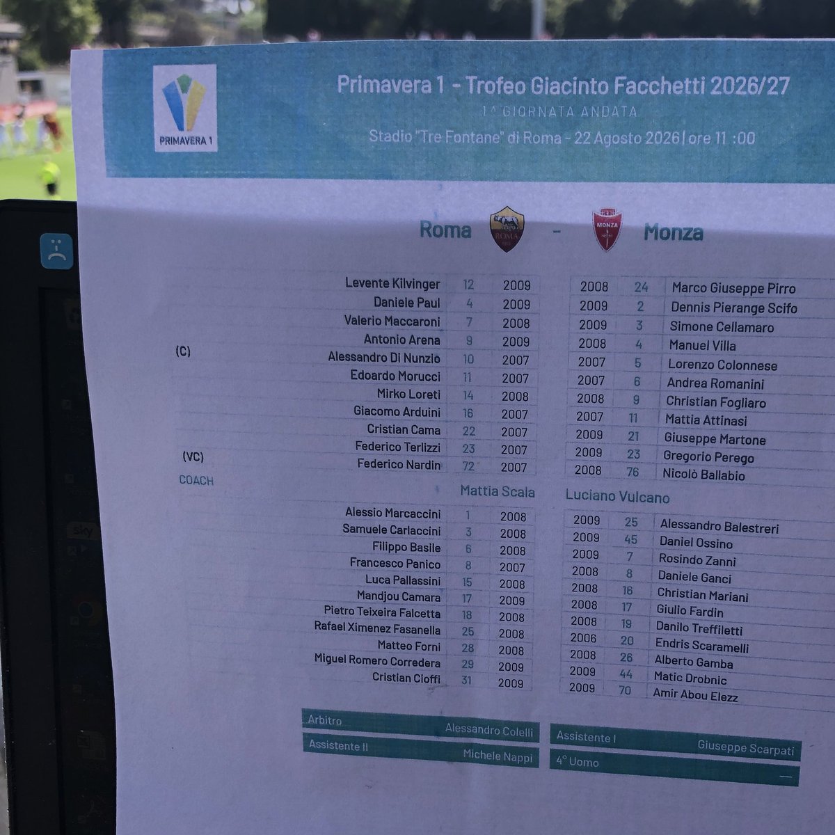 Jones_FO's tweet photo. Formazioni #RomaMonza prima giornata #campionatoprimavera HT 3-1 https://t.co/L5KYMmp1Ij