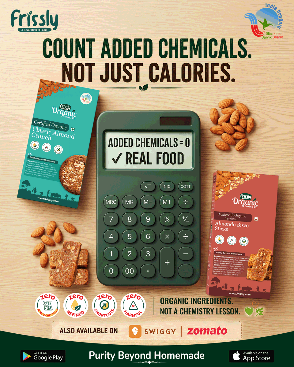 Frissly247483's tweet photo. We count calories. But what about what’s been added to our food?
Better choices start with understanding the ingredient list. 🌿
Count Added Chemicals. Not Just Calories.
Organic ingredients. Not a chemistry lesson.
#Frissly #RealFood #OrganicFood #CleanIngredients https://t.co/fTYfaQQaPC