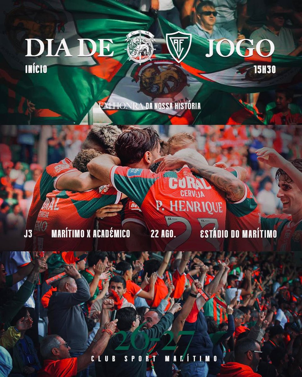 MaritimoMadeira's tweet photo. Dia de Jogo! 🟢🔴 #CSMAVFC
#CSMaritimo #LigaPortugal https://t.co/SWCPdEijUr