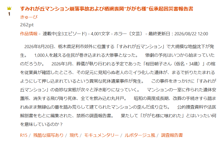 9bee_16's tweet photo. 夜のランキングはデイリーしか集計されないのですが、……前作『魚宿三潴』がホラージャンルのデイリー完結で1位に再浮上、『すみれが丘マンション』でデイリーすべてと連載中で1位と、ホラーデイリー制覇です！
総合ランキングにも入れて大変うれしいです！
応援して下さりありがとうございます！ https://t.co/HjEZ8r4fVr