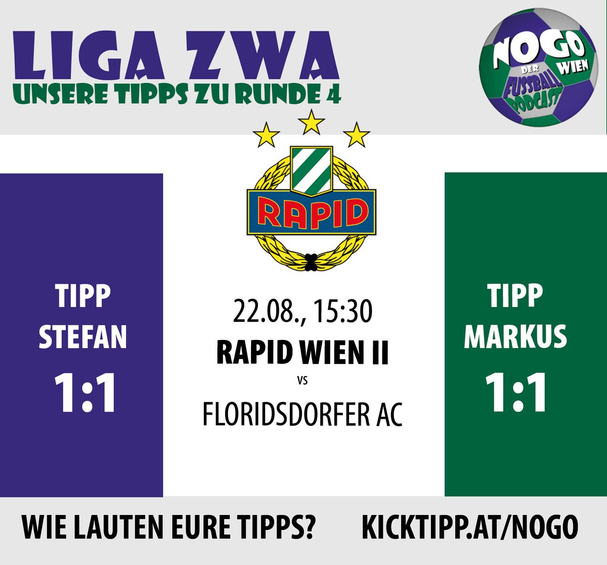 NogoWien's tweet photo. Kleines Wiener #Derby in #LigaZwa: #Rapid II hat den FAC mit Trainer Mario #Sonnleitner zu Gast. Wir rechnen mit dem ersten Punktgewinn der jungen Grünen zu Hause in dieser Saison. Eure Prognosen? Jetzt gratis unter https://t.co/pogNnlxEmD abgeben! #SCR2026 #RapidII https://t.co/6NQAbd5bMu