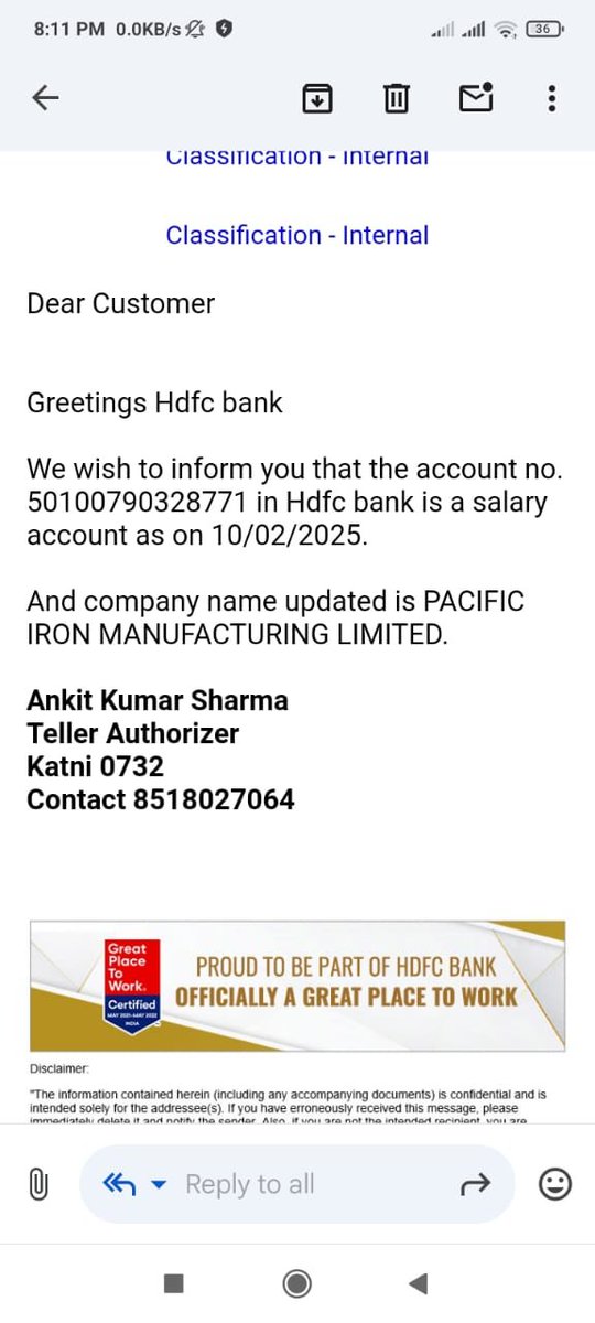GTiwarig780's tweet photo. Humble request 
Katni Madhya Pradesh Branch official without information convert Salary account to Regular Savings account please take necessary action 
@HDFC_Bank https://t.co/eaKa3WZ6di