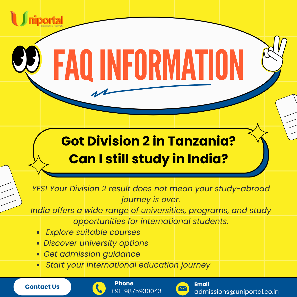 UniportalI's tweet photo. Got Division 2 in Tanzania? 🇹🇿
Wondering if you can still study in India? 🇮🇳
Yes! Your study-abroad journey isn't over. 🎓

Your grades are part of your story — not your future. 🚀

#StudyInIndia #TanzaniaStudents #UniportalIndia https://t.co/tF0v9TKtXZ