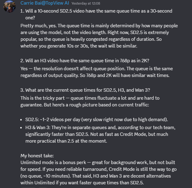 GrandVisionsAI's tweet photo. @SteveEricsson1 @Alibaba_Wan @TopviewAIJP @TopviewAIhq Try out Wan 3.0 on the unlimited queue and see how it goes. This is from their Discord. https://t.co/Q6lkVD62t7