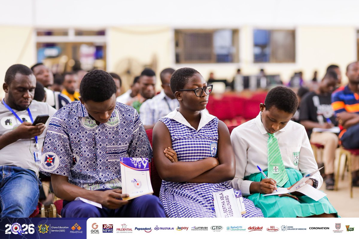 NSMQGhana's tweet photo. CNC AUDITORIUM:

End of Round 2

Presby SHTS, Aburi: 32 pts
OLA SHS, Ho: 20 pts
Our Lady of Lourdes Girls’ SHS: 06 pts

Sponsored by @TrusturAI   

#NSMQ2026 #NSMQPrelims #Primetime https://t.co/AdPv4bHfGO