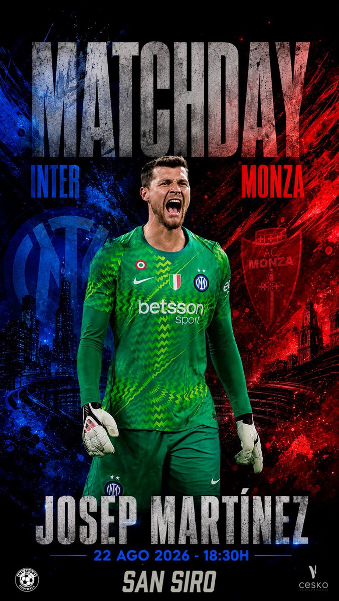invsport's tweet photo. Matchday!! ⚽️
👨🏽 @Joosep_Martinez
🆚 @Inter vs @ACMonza
🕘 18:30 H.
🏆 @SerieA
#invsportplayer #josepMartinez #matchday #SerieA #ceskodesign @InforVision https://t.co/NUaZSbm03X