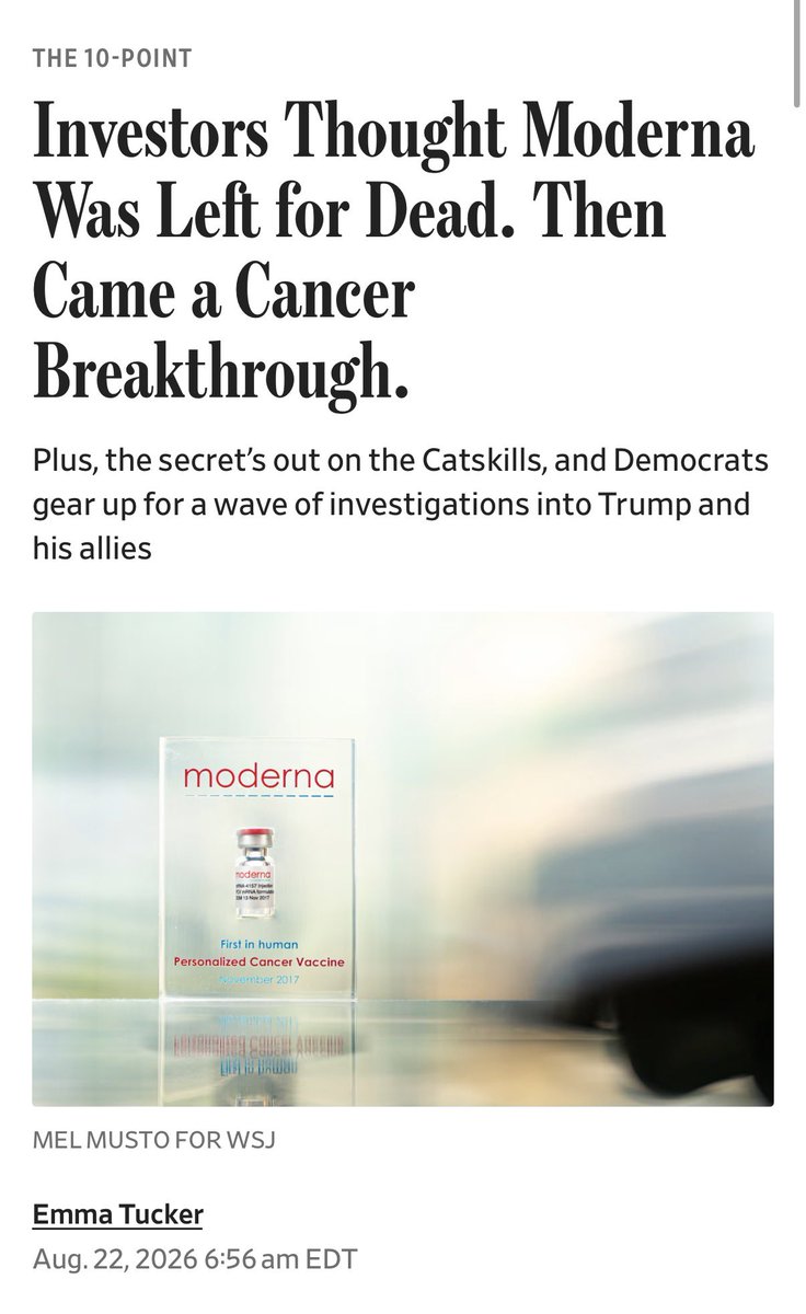 compound248's tweet photo. Patrick Degorce is a f*cking hero.

He literally GAVE (not invested) Moderna the money it needed to start its cancer research.

Say his name. https://t.co/ykvoiFXPB0