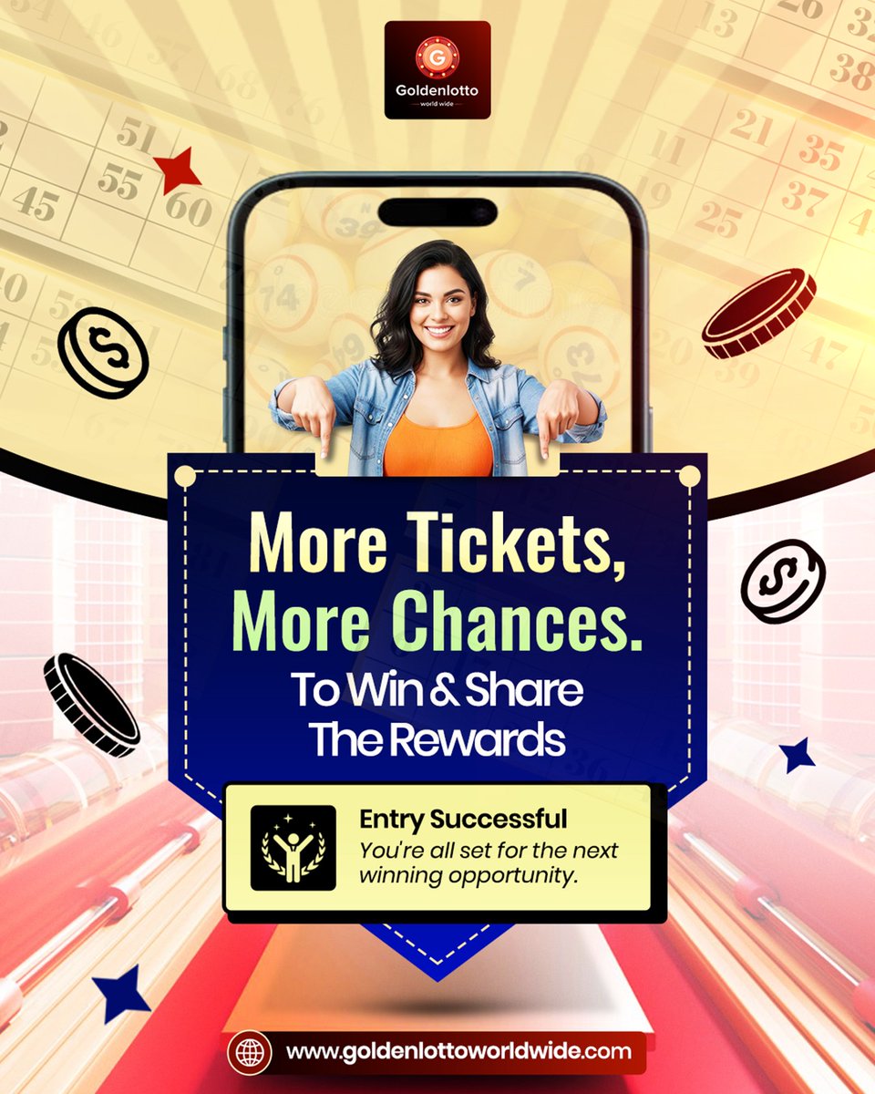 Golden_lotto_'s tweet photo. 🎟️ More Tickets = More Chances! 🍀✨

Join the excitement and get ready for your next winning opportunity with GoldenLotto Worldwide. Your journey to exciting rewards starts today! 🏆

🌐 https://t.co/ZDS1v1CW7k

#GoldenLottoWorldwide #MoreChances #WinBig #LuckyDraw #PlayAndWin https://t.co/xT9EBbM5qE