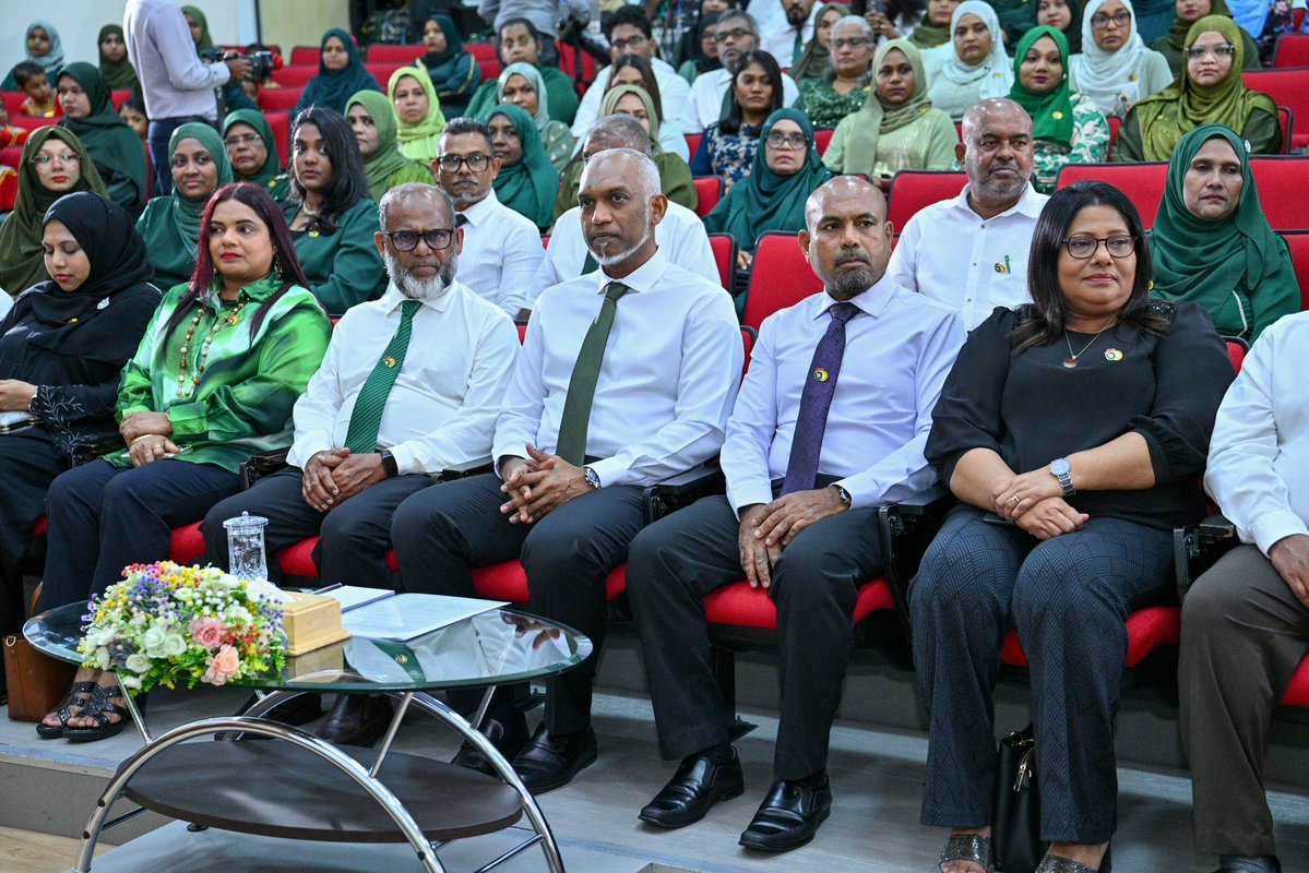presidencymv's tweet photo. President Dr @MMuizzu attends Falah Preschool’s Golden Jubilee ceremony, celebrating its contribution to early childhood education in the Maldives. https://t.co/MnH5ak55nU