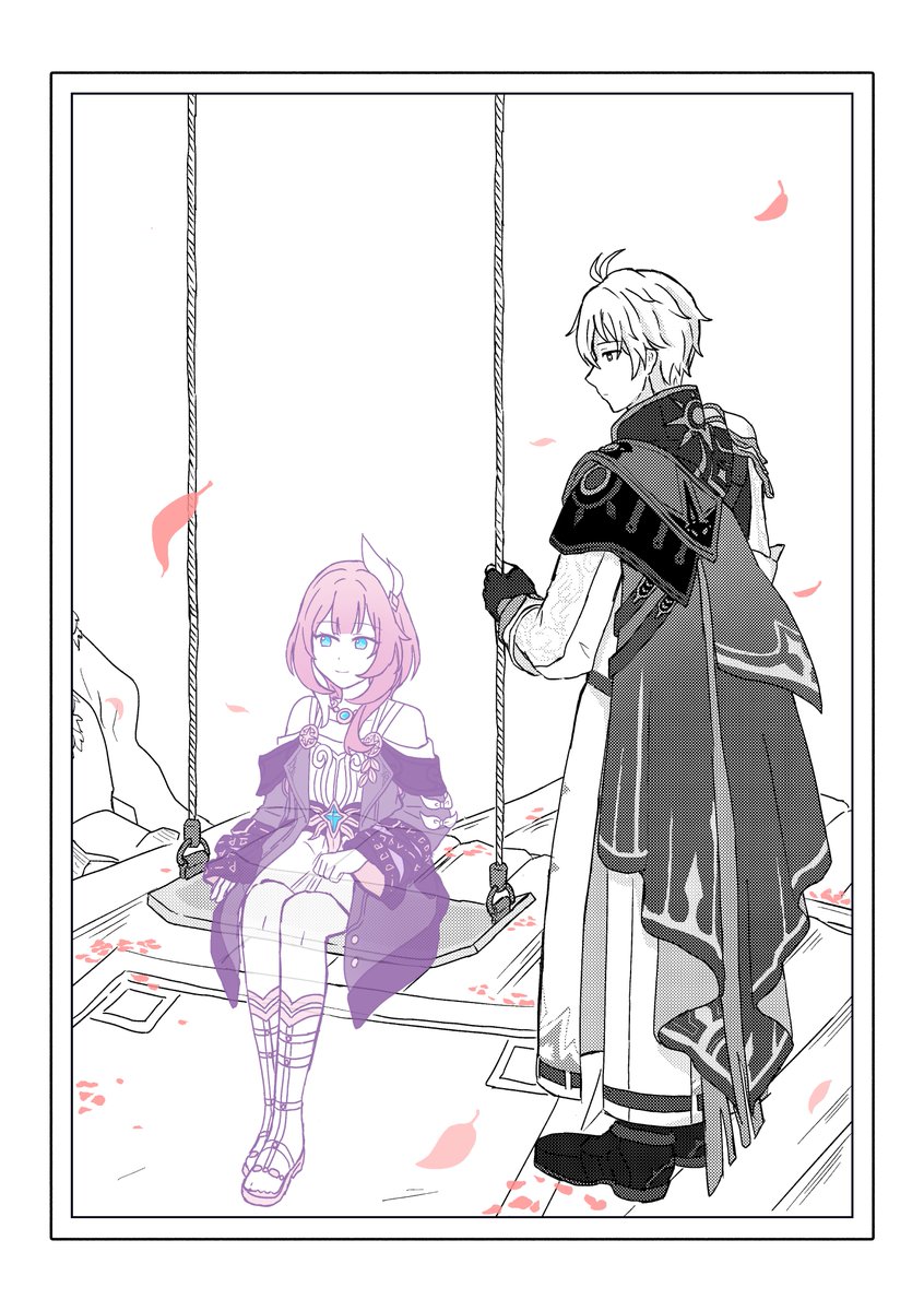 ozl_lzo's tweet photo. ファイキュレ本の扉絵になるやつ
トレペ印刷する予定なので一枚めくるとファイノンだけになります https://t.co/xpQC4jjM6S