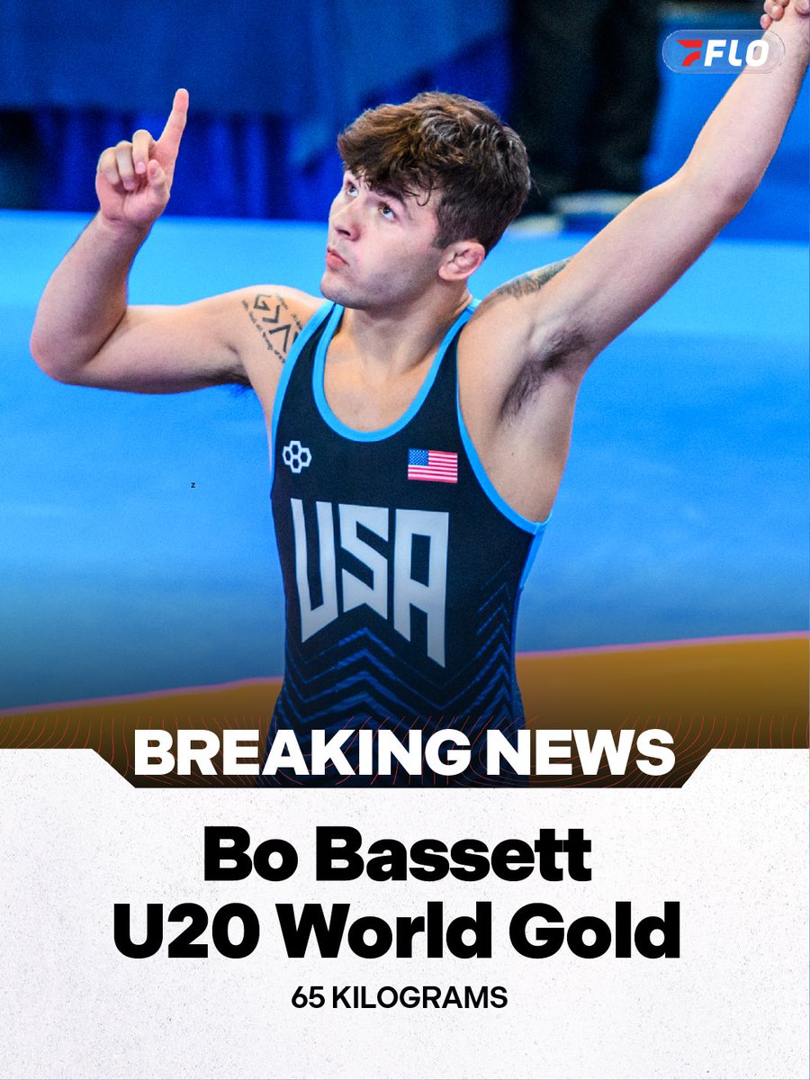 FloWrestling's tweet photo. Virginia Tech freshman Bo Bassett tallied an 8-2 decision in the U20 World finals! He’s your 2026 U20 World champ at 65kg! https://t.co/RkTz7mwFEg