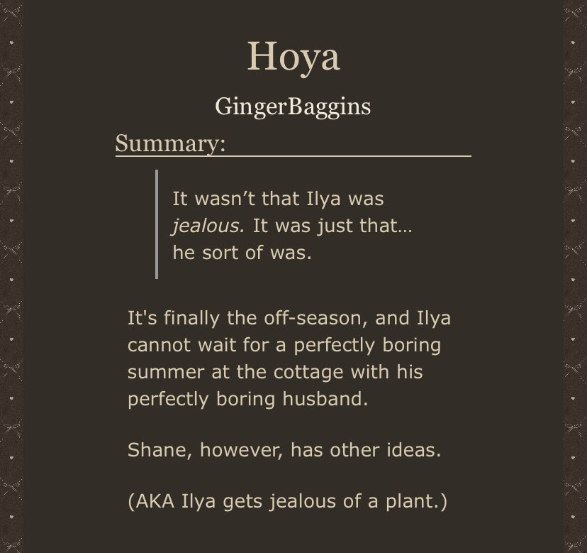huddybunnyy's tweet photo. what an adorable little fic 🥺 shane hollander, full time hockey player, part-time gardener, who loves his ilya very very much

https://t.co/R1Mf0GlWwp https://t.co/xc6xIrJzSU