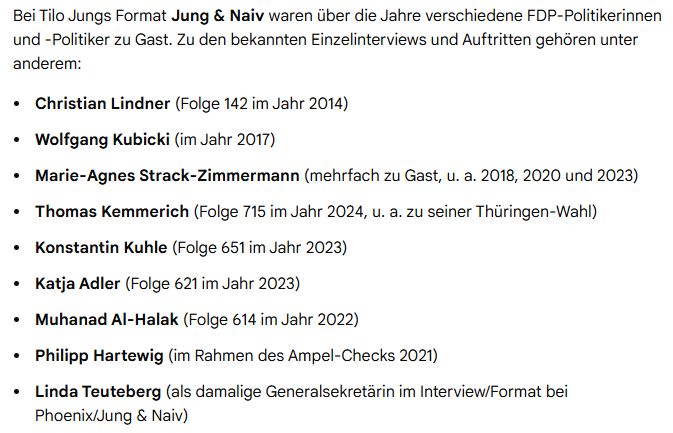 HaraldEhses's tweet photo. @Reblaus10 Apropos FDP. Bisher waren bei Tilo Jung zu Gast: https://t.co/6BYaMVXVMB