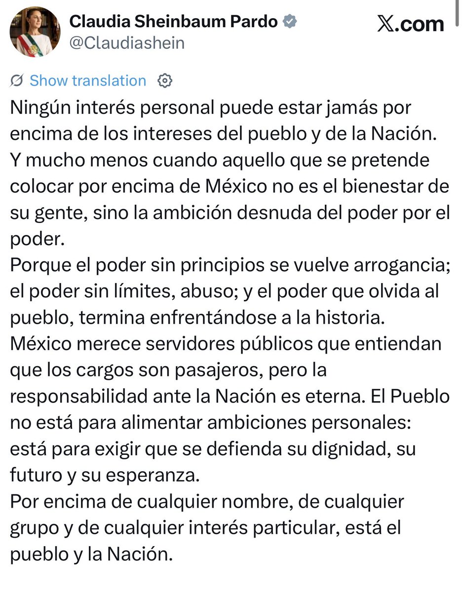 _VicenteSerrano's tweet photo. A ver quién es el o la valiente que se pone el saco. Por el pueblo. Duro el mensaje de la Presidenta @Claudiashein esta mañana de Sábado. https://t.co/XCcNG6EVvl