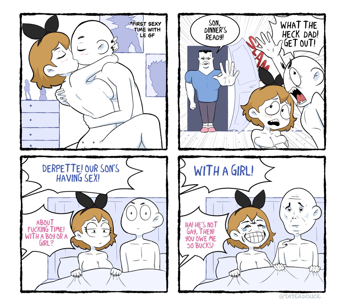 TaterDouce's tweet photo. Derp and Derpina comic: The Bet 💸 https://t.co/K37rnv0X50