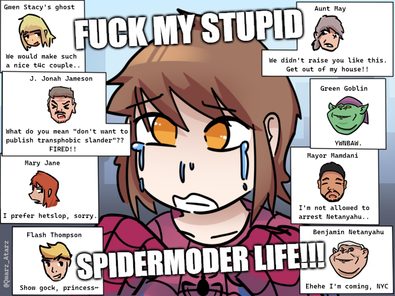 Qwarz_Atarz's tweet photo. Such is life of a spidergirl 🥀
#spiderman #petraparker https://t.co/b323PM1Loo