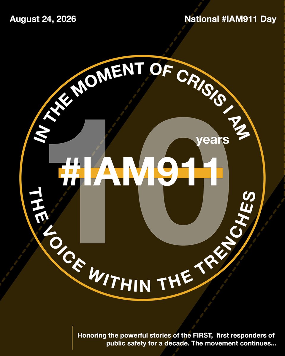 911podcast's tweet photo. On August 24, 2026 we will celebrate a decade of voices with the tenth anniversary of the #IAM911 Movement. Ten years ago, the movement launched as a way to raise awareness of the reclassification issue. #IAM911 went global as 911 professionals from Canada, the UK, and Australia joined to share powerful stories from those within the trenches of 911 spawning #IAM999 and #IAM000. The movement has been hailed as “the single greatest public education campaign for 911.” News media jumped in and visited ECC’s around the country to talk about reclassification and the stories and voices of the heroes answering the call. The news stories also showed a glimpse into the toll these calls can take on one's mental health.
The most important people you will never see were now being heard and recognized through the power of storytelling. Millions of eyes were opened around the world, and these heroes were in the spotlight. What started as a way to raise awareness, quickly turned into peer support. 911 professionals realized that they were not alone in how they felt. Connections were being made. People were healing and experiencing a form of closure through the stories submitted to be shared through the #IAM911 movement. Much has happened since the beginning.
The #IAM911 movement also brought forth Imagine Listening™ Your worst day is our everyday.™ This is an extension of the movement centered around the core, which is storytelling and peer support. Imagine Listening will also celebrate ten years this year in December. This is a peer support session where 911 professionals get the chance to share their own #IAM911 story out loud or written down. We come together in support of each other to share the hard, the saves, and the lighthearted. But here is the thing. This celebration would not be possible without all of you.
On August 24, 2026, I will go LIVE in celebration of a decade of voices, a decade of listening, the ten year anniversary of the #IAM911 movement. There will be some big announcements, and we will also pay tribute to the voices of the present, the future, and especially, the past. One big thing I have learned and honored is to never forget the voices who came before you. The ones who have set the stage. The ones who have passed the torch.
I want to thank you all for the support over the past decade, and your trust in me to share your stories. I am humbled and honored to have the privilege to do this. But again, without all of you, and your courage to open up and share, the #IAM911 movement and Imagine Listening, hell, everything I do, wouldn’t be what it is today. Thank YOU! Stay tuned for more stories, big announcements, and… a place to call home!
(Please feel free to use/share this banner.)