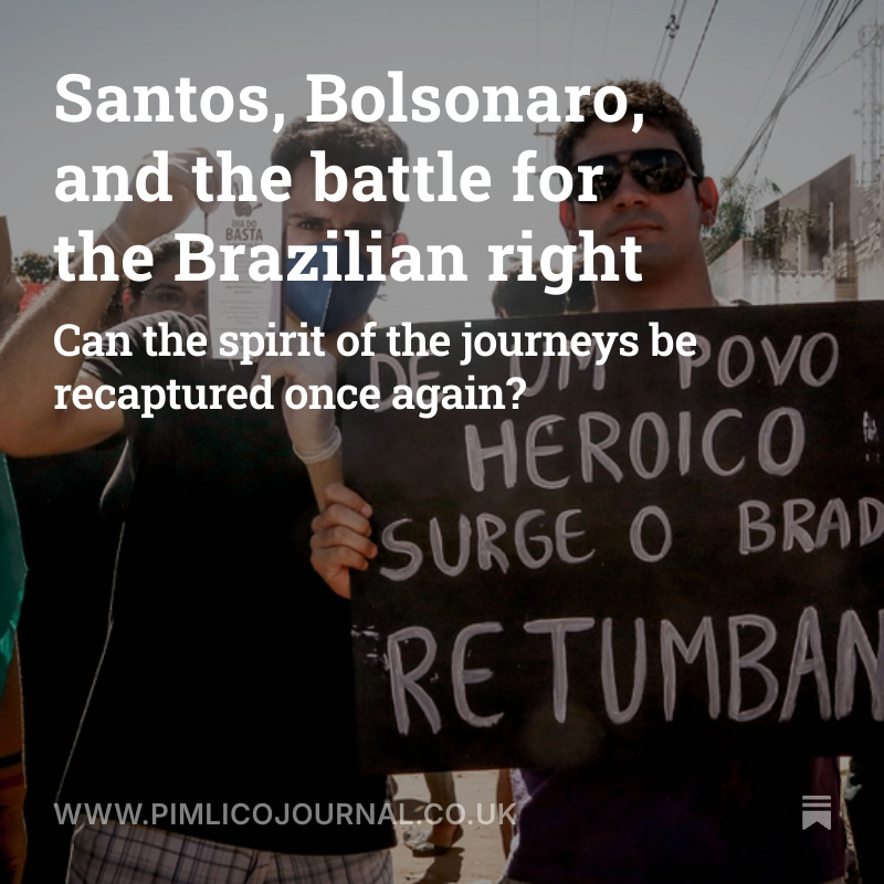 PimlicoJournal's tweet photo. 🚨NEW: Jair Bolsonaro's 2018 victory was the first time since the return to democracy that the Brazilian right was given the chance to rule. His administration failed - but from its ashes, the spirit of the 2013 journeys is re-emerging...

📖: https://t.co/Ppcsc0t3sf https://t.co/4neBLKKaV4