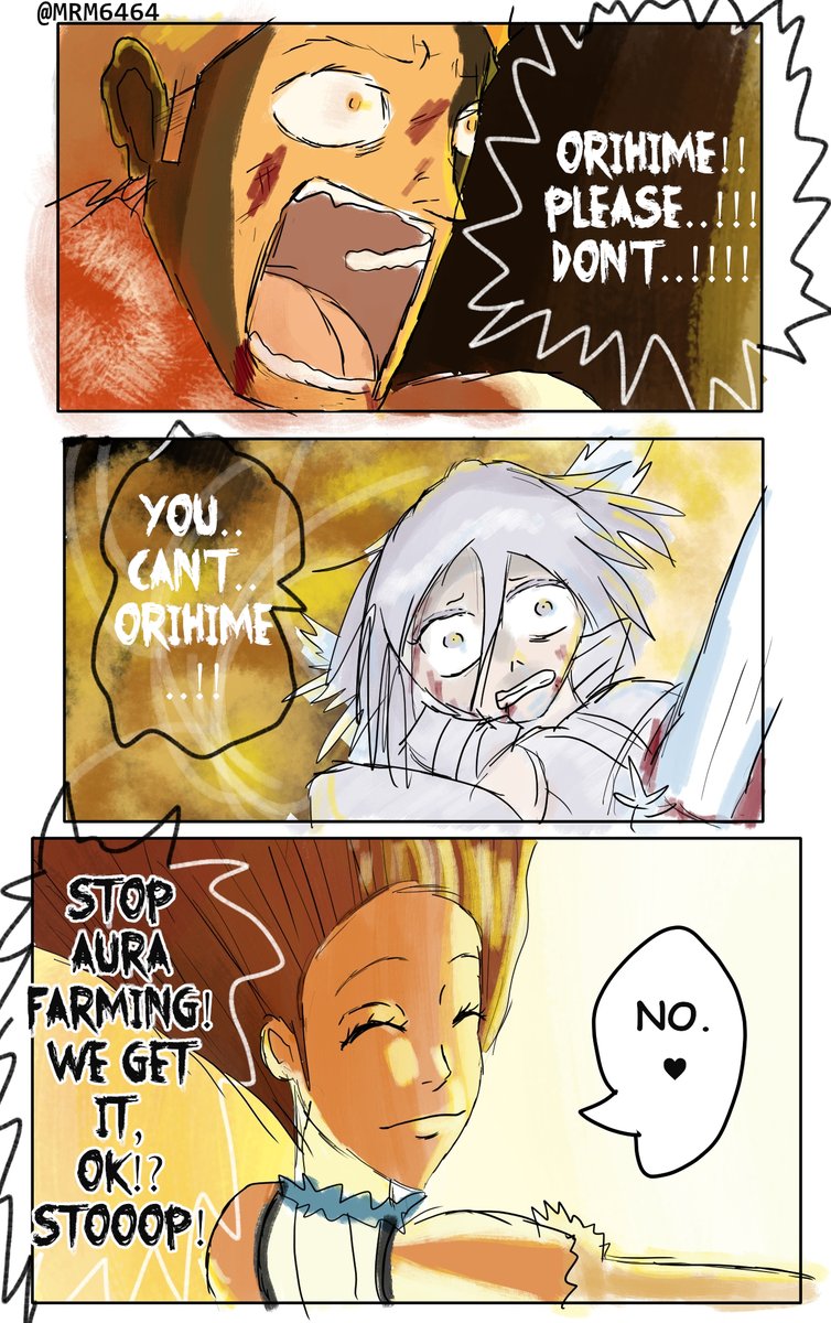 mrm6464's tweet photo. YOU CAN'T KEEP GETTING AWAY WITH THIS ORIHIME, STOP AURA FARMING #BleachTYBW #Orihime https://t.co/pRZGkb2u1S