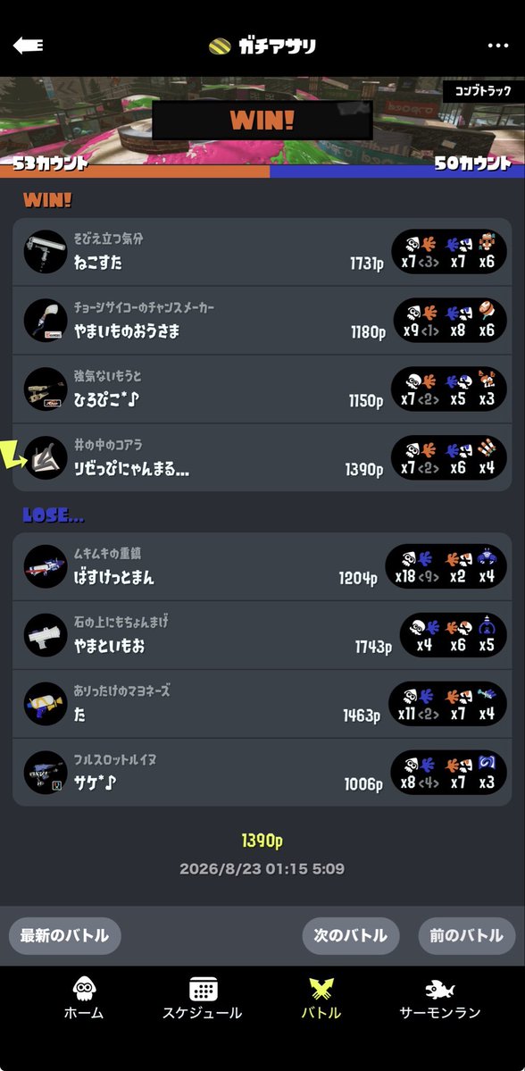 rizet_r25's tweet photo. フェスにゃんにゃん報告
なおナワバリでは一切にゃんにゃんしてないの草
でも100倍マッチ勝てたんで満足です。 https://t.co/qg1Fxc6jO6