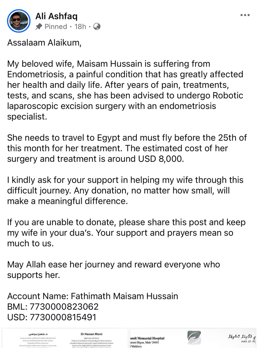 Midhuamsaud's tweet photo. This is just one among thousands of Maldivians who have been forced to turn to the public for donations simply to access the healthcare treatment they need. This is what happens when the State creates different classes of healthcare coverage for different citizens.

The MP representing Ashfaq and his family receives a premium health insurance package worth 1.3 million per family member, with access to treatment across countries in Asia, Europe and the Middle East. His spouse and eligible children are covered too, all funded by taxpayers.

Meanwhile, the very citizens he represents are left to struggle with a far more limited public healthcare system, navigate approvals, and sometimes ask public  for donations just to get treated.

How can this be fair?

Those who are able to support Ashfaq financially, please do!

And to everyone else, please sign the petition to dismantle this healthcare caste system in the Maldives.

Our tax money should not fund premium international healthcare packages for MPs and their families while ordinary citizens are forced to fundraise for essential treatment.

Healthcare should not have one standard for those in power and another for everyone else.

Petition link: https://t.co/nkSwJLWEFP