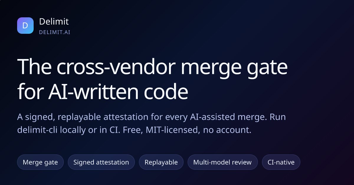 delimit_ai's tweet photo. Who can replay a merge call? If Claude Code reshapes a tool schema, free flags the breaking change, Pro keeps the signed, replayable attestation. https://t.co/tmKy7tvdeN https://t.co/hRKKXwDUeO
