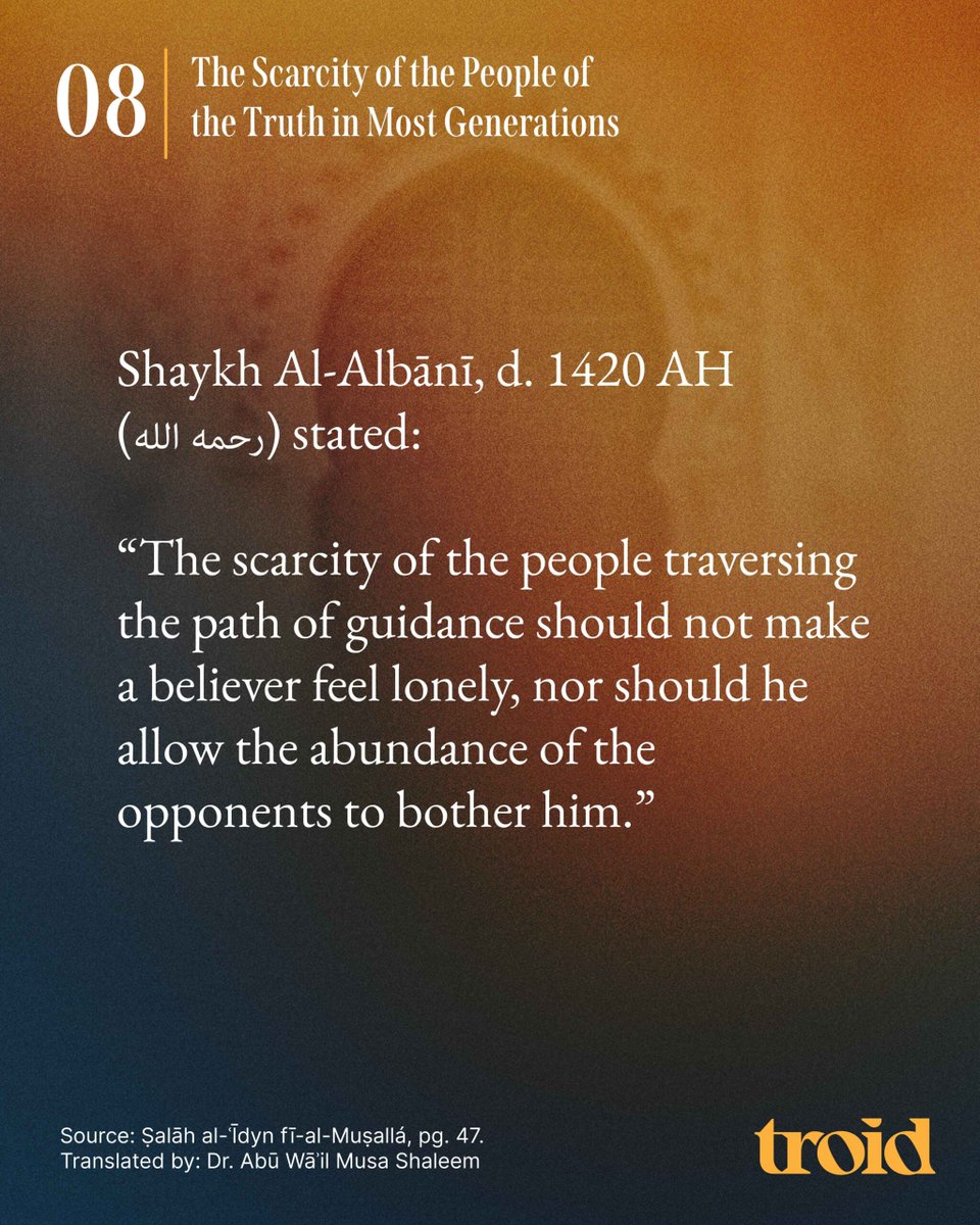 troidorg's tweet photo. The Scarcity of the People of Truth Worries Not the Believer - Dr. Abū Wāʾil Musa Shaleem

https://t.co/z0EnzwLD6X https://t.co/bBp1WgSASR