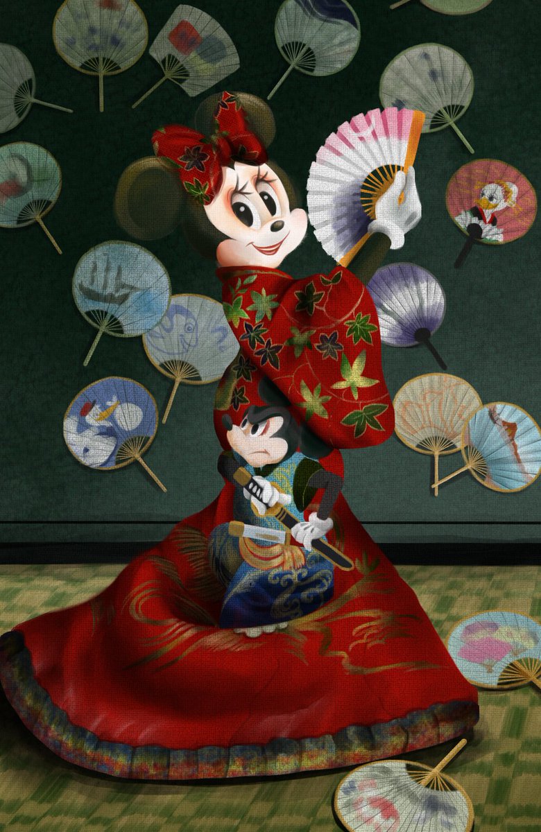 mikeeneko's tweet photo. ディズニー×名画オマージュは、こんな感じのを描いてます。アルフォンス・ミュシャが多いです。今度ゴッホのあの絵にチャレンジ！（AI使ってないよ！） https://t.co/BDOPz5nDDD