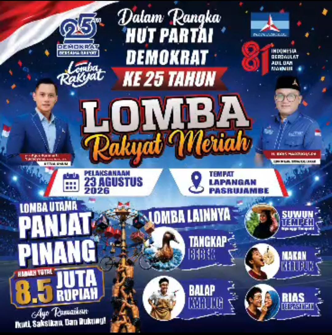 BakomstraL's tweet photo. Menyongsong HUT Partai Demokrat Ke 25 Tahun DPC Partai Demokrat Kabupaten Lumajang mengadakan Lomba Rakyat Meriah. 

#Pdemokrat #DemokratJatim #lombarakyat #hut25tahundemokrat #bakomstralumajang https://t.co/W2FCmFClhu
