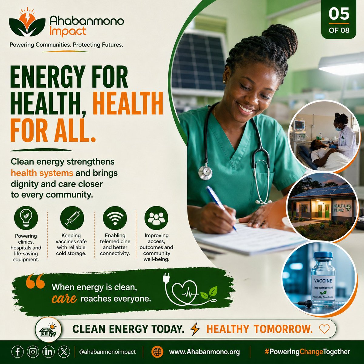 ahabanmonorg's tweet photo. Clean, reliable energy is powering stronger health systems, safer care, and healthier communities—today and for generations to come.
#PoweringChangeTogether #CleanEnergy #HealthForAll #SustainableDevelopment #AhabanmonoImpact https://t.co/sTE0EES8Vh
