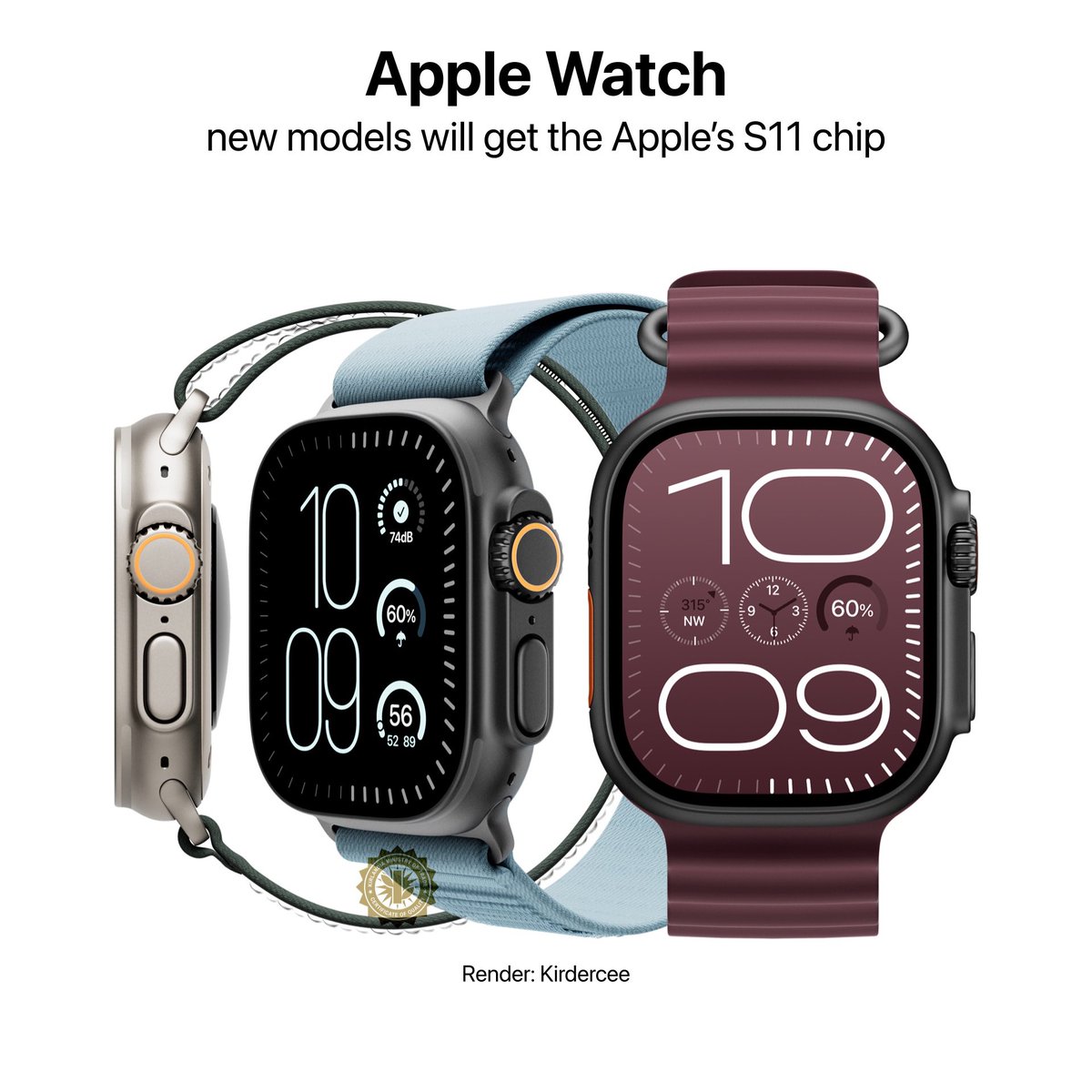 theapplecycle's tweet photo. The Apple Watch Series 12 and Ultra 4 will finally get a major performance boost with the new S11 chip 🔥

The upgrade arrives at the perfect time as watchOS 27 brings Siri AI and new health features https://t.co/BgScuPfLLm