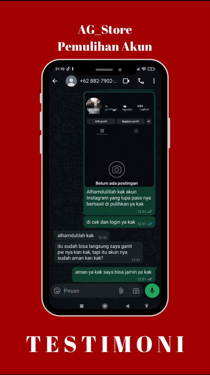 Ag_store11's tweet photo. OPEN ORDER jasa pemulihan / hapus akun

🔥JASA LACAK LOKASI ORANG
🔥SADAP WA
🔥LACAK HP HILANG BY NO HP / IMEI
🔥LACAK PENIPU / REVENGEPORN
🔥JASA UNSUS AKUN/UNSUSPEND
🔥JASA HACK/PEMULIHAN AKUN EMAIL,IG,WA,TWITER/X, FB,TIKTOK. AMANAH DAN TERPACAY💯 
whatsap di Bio🔼
#zonauangㅤ https://t.co/YMSqTY1C7S