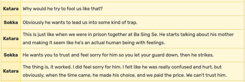 puppyochaco's tweet photo. katara did talk about what happened in the cave under ba sing se with the gaang before the western air temple  given how non chalant everyone is when she is talking 

It seems that aang is the one who kept his encounter with zuko a secret until this episode which surprises https://t.co/NKOInSEOhA