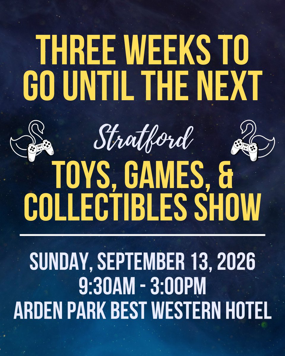 StratfordToyShw's tweet photo. Tthree weeks until the next show on Sunday, May 3, 2026 in Stratford! #stratfordtoyshow #stratfordcollectibleshow #stratfordtoyexpo #funko #funkopop #starwars #boardgames #videogames #retrogames #stratford #stratfordontario #stratfordonevents #lego #transformers #gijoe #pokemon https://t.co/YBg9o6QKoQ
