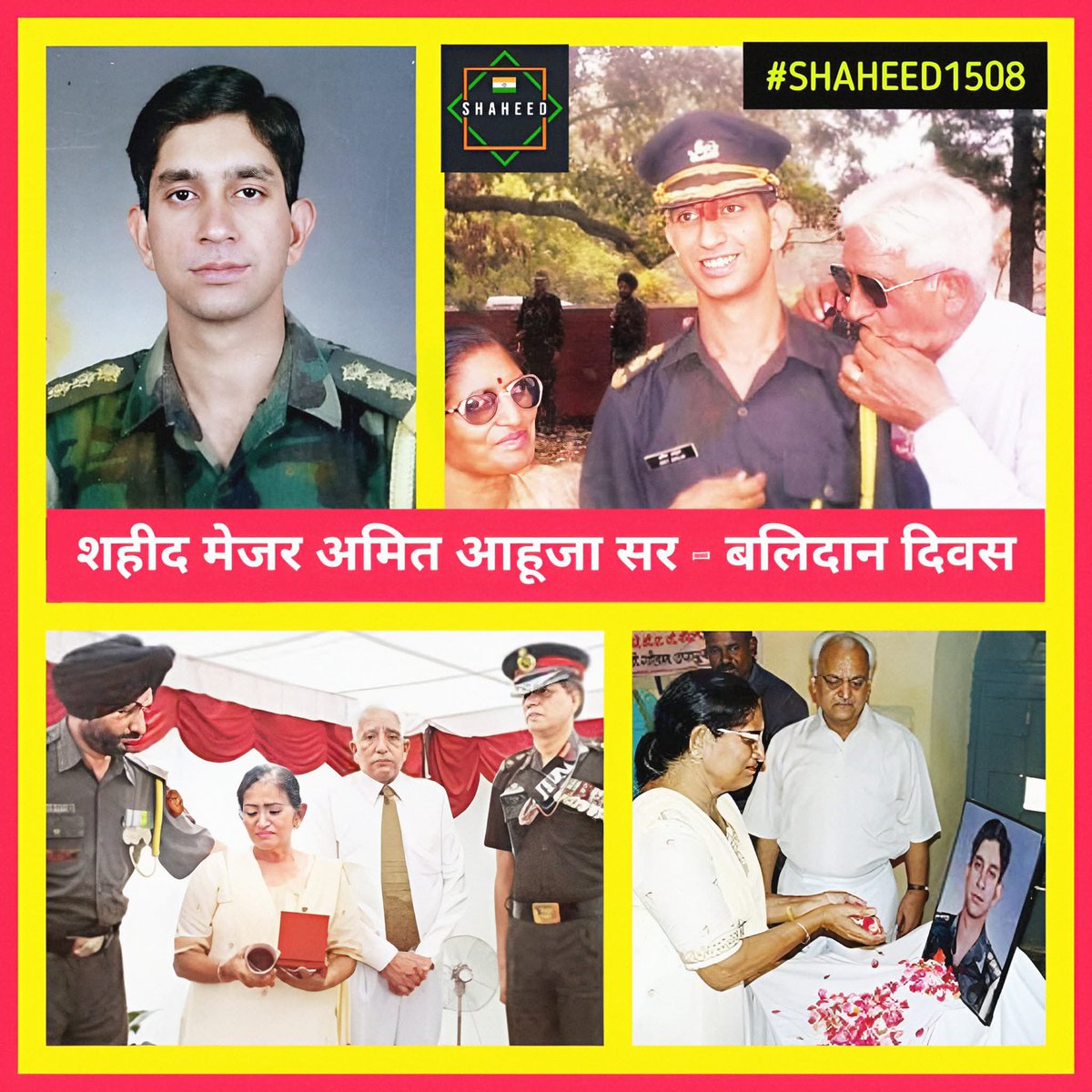 SHAHEED15081947's tweet photo. His parents watched their son join the Army with pride. On 22 Aug 2001, Major Amit Ahuja, 2 Dogra, was martyred by shelling in Gurez while countering infiltration. Most people miss the parents behind the uniform. 🇮🇳 ❤️ He never came home alive.
#IndianArmy #Dogra https://t.co/iqAMZglruE