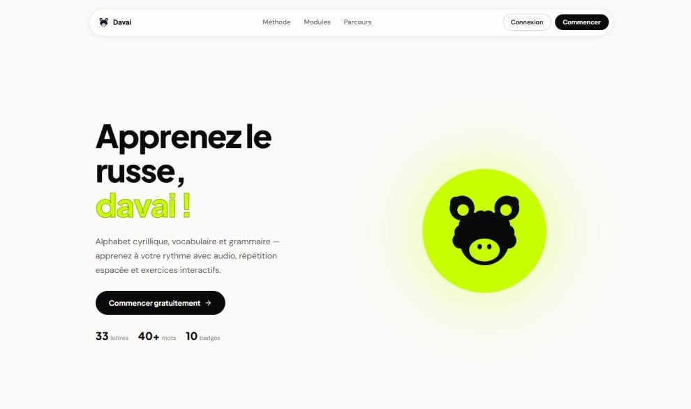 KewellLoic's tweet photo. Alors aujourd’hui je tiens à partager avec vous une nouvelle solution que j’ai mis sur pied. 

Ce qui a commencé comme un outil pour apprendre le Russe a fini par devenir un petit projet intéressant. 

Je vous présente Davai disponible ici : 

https://t.co/VSxN9YiM5Q https://t.co/9wq1nxTF04