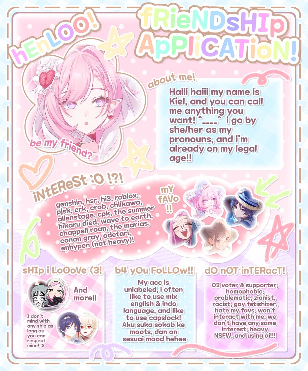 IHeartDurin's tweet photo. HalooOo #genshintwt #hsrtwt &amp; anyone!! :33 👋👋 Karena tl aku lagi sepi, jadi aku mau mencari teman baru untuk meramaikan O____< Tapi sebelumnya bolee dibaca dulu FCVnya yappp! A bit selective jadi tolong jangan follow duluan. Like &amp; rt are very appreciated! 🩷🍀🐠 https://t.co/wtvzxSgGDL