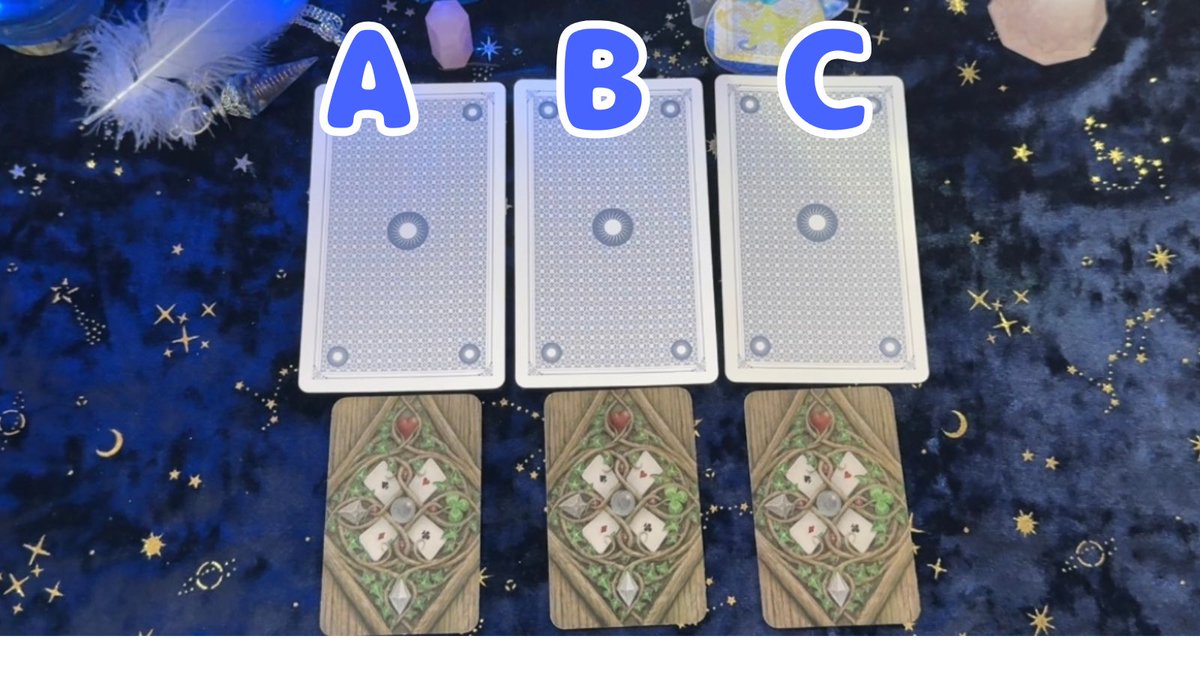 luka_tarot_'s tweet photo. あの人は、なぜあなたを追わない？

動けない？それとも動かない？
恋愛タロット・ルノルマン3択。
直感でA・B・Cを選んでください⭐️🪽
結果はリプへ。

鏡リュウジさん監訳の『ミンキアーテ・タロット』『魔法のオラクル ルノルマンカード』を使用しました。
@Kagami_Ryuji https://t.co/zKrm2suCLW