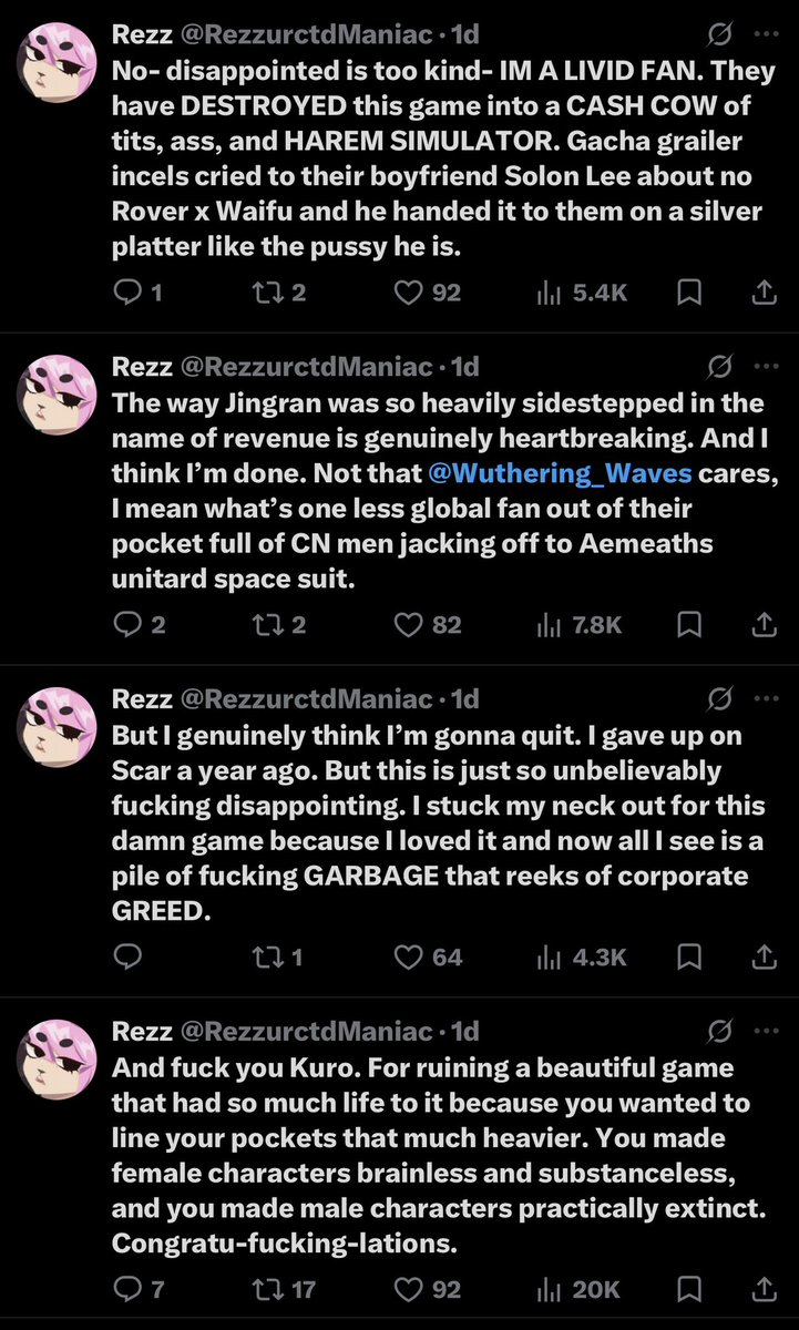 WorthyBoiKevin's tweet photo. I disliked how little they cared for Jingran but holy shit yall make me closer and closer to just saying that Jingran fans don’t deserve shit if this is how they’re going to act.

It’s fine to dislike Qingxiao but calling her a “pair of tits” is just disgusting and disingenuous https://t.co/Pm5MDBKbEa