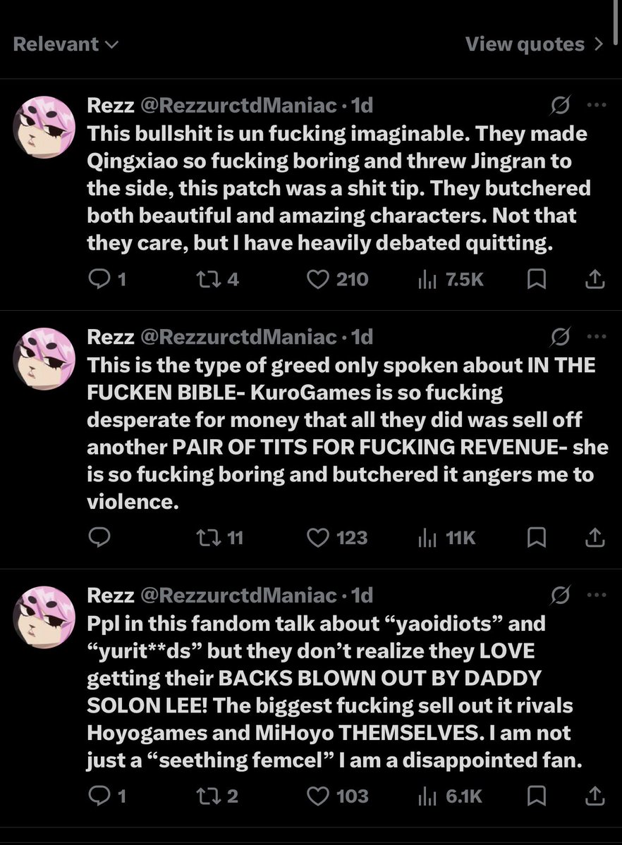 WorthyBoiKevin's tweet photo. I disliked how little they cared for Jingran but holy shit yall make me closer and closer to just saying that Jingran fans don’t deserve shit if this is how they’re going to act.

It’s fine to dislike Qingxiao but calling her a “pair of tits” is just disgusting and disingenuous https://t.co/Pm5MDBKbEa