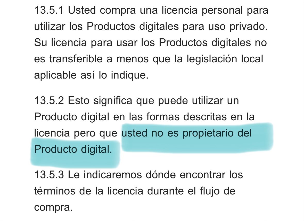 Naomi_Misora93's tweet photo. Este email me llegó hace unas semanas, y es maravilloso, porque en el punto 13.5.2 especifica claramente lo que muchos no entienden:

✨Usted NO es propietario del producto digital✨

Y AÚN ASÍ, hay quién no comprende por qué estamos enfadados con la pérdida del formato físico. https://t.co/1R4xMyCi0b