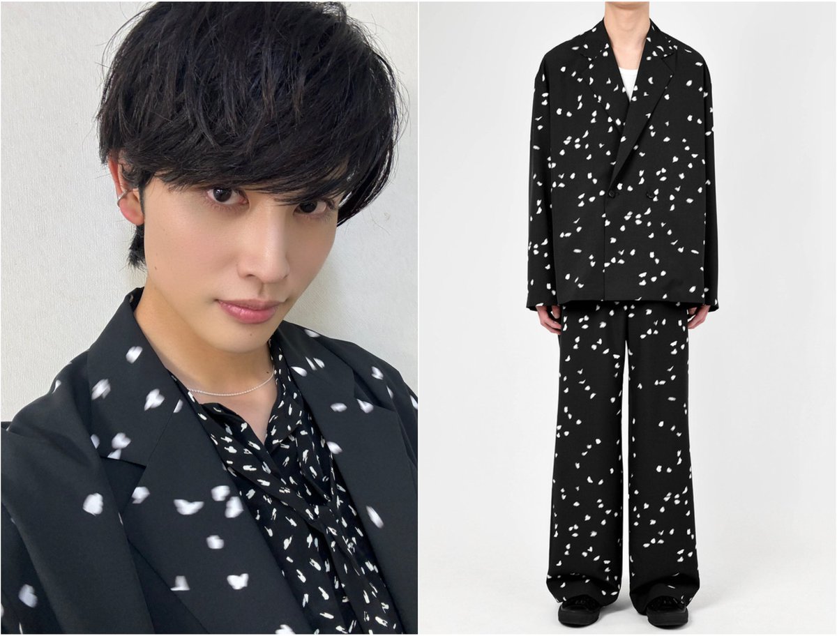 aaamitan's tweet photo. LAD  MUSICIAN (MEN'S)
 
#樋口幸平
👕 SILKY SATIN INKJET OCTAGON BIG SHIRT
【BLUE】
 #増子敦貴
👕BUTTERFLY DOUBLE BREASTED JACKET
👖BUTTERFLY FLARE PANTS
【BLACK】 https://t.co/SRyyRLbWce