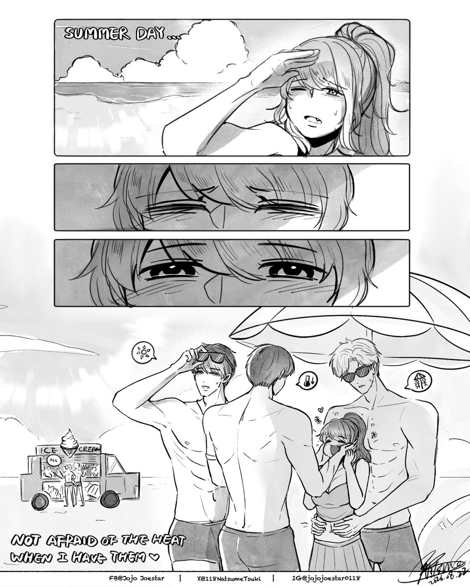 118NatsumeTsuki's tweet photo. 🌟🍐🐟🐦‍⬛🍎 SUMMER HEAT

*BTW Rafa bought out all the ice cream 🍦🍨🍧

#戀與深空 #恋と深空 #恋与深空  #LoveandDeepspace  #黎深 #レイ #Zayne #祁煜 #rafayel #ホムラ #沈星回 #xavier #セイヤ #秦徹 #秦彻 #シン #Sylus #夏以昼 #夏以晝  #マヒル #Caleb https://t.co/ygh7muv2N0
