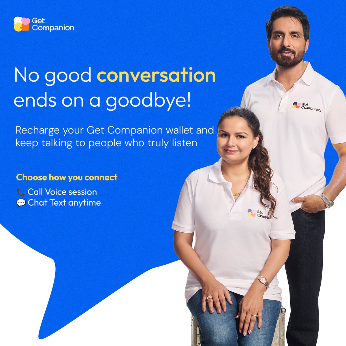 GetCompanion_in's tweet photo. No good conversation ends on a goodbye. 💙

Keep the conversation going with someone who truly listens. 🫶
Call or chat with a GetCompanion whenever you need to talk.
#GetCompanion #KeepTalking #RealConversations #NoJudgement #Companion #TalkItOut https://t.co/btOXPDDUyB