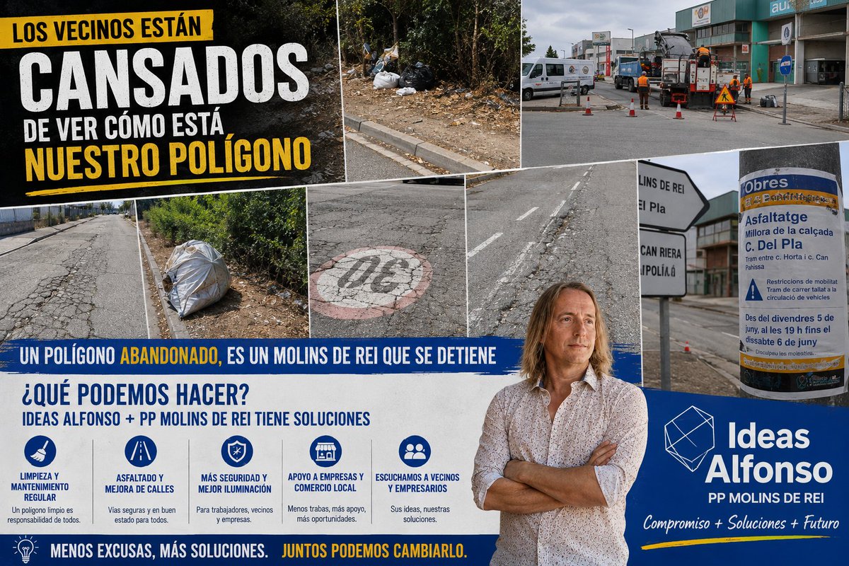 IdeasAlfonso's tweet photo. 🚨 Denuncia
@PPMolinsdRei
 😢
Cuando vemos calles deterioradas, suciedad o espacios abandonados, tenemos dos opciones: acostumbrarnos o exigir que las cosas mejoren.
No se trata de criticar por criticar. Se trata de querer más para Molins de Rei. Un pueblo que participa, avanza. https://t.co/6bEPND5Leq