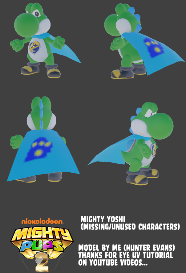 HunterEvan10746's tweet photo. Mighty Yoshi Concept artworks in August of 2026
-----------------
Note: Artwork not final!

Special Thanks to: a Youtube Videos for Let me Help a UV eyes and stuff for Making these!
-------------------
#UnusedCharacters #PawPatrol #MightyPups2 #Blender3D #Concepts #Parody 
------ https://t.co/ISVY7xVSez